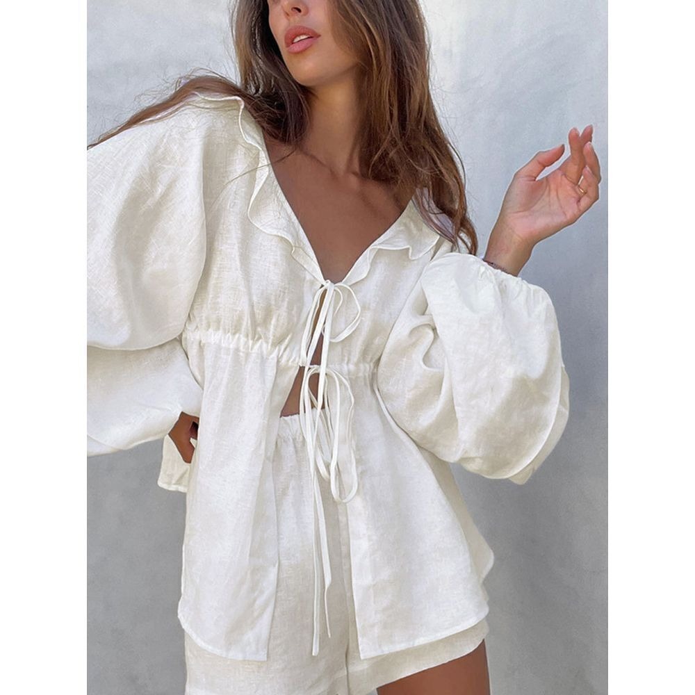 Commense Cotton & Linen Cowgirl‎ Melody Two Piece Shorts Set size M/6